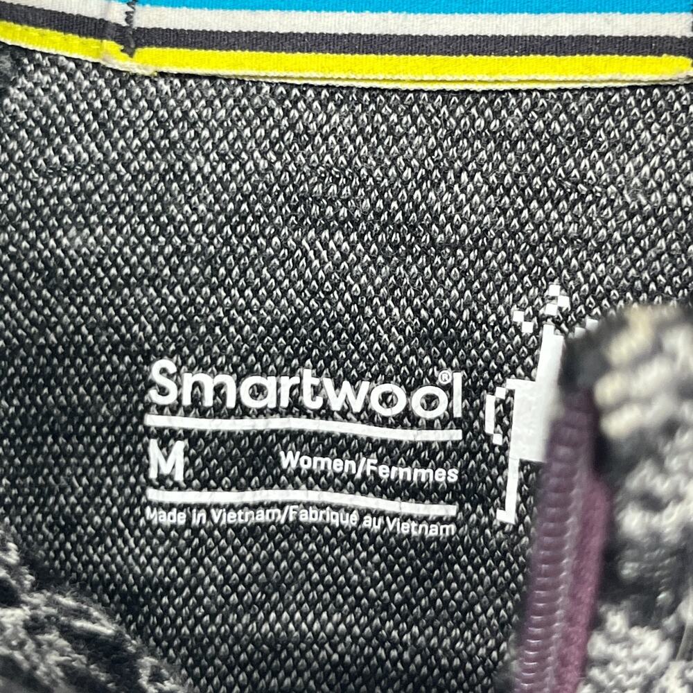 SMARTWOOL Top Womens M Merino 250 Base Layer 1/4 Zip Geometric Thermal Black - Picture 5 of 12